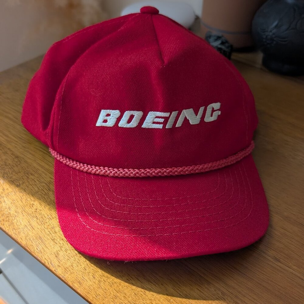 Vintage Boeing Rope Snapback Hat - Racing Red